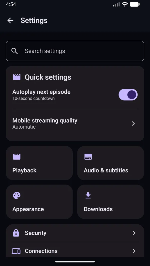 Settings with privacy controls