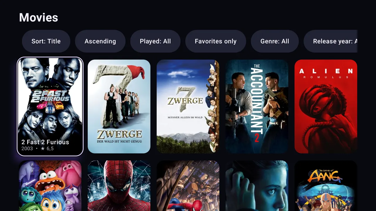 Jellystack TV movie library grid
